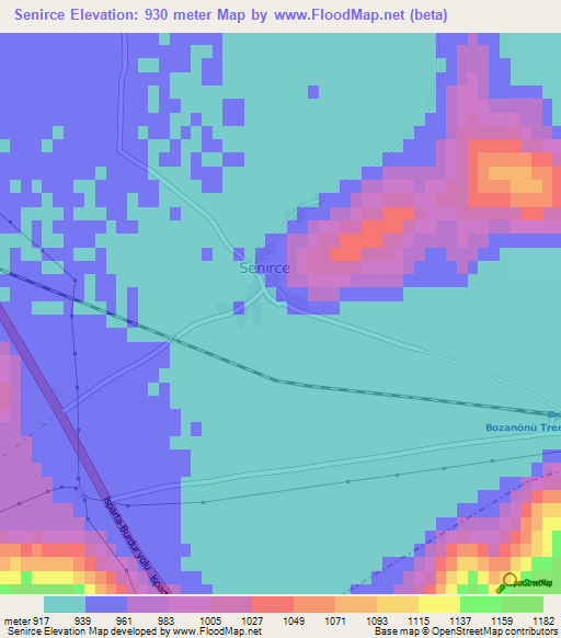 Senirce,Turkey Elevation Map