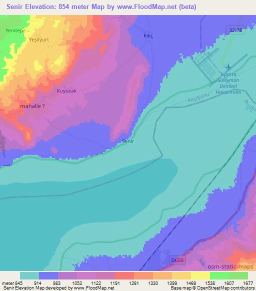 Senir,Turkey Elevation Map