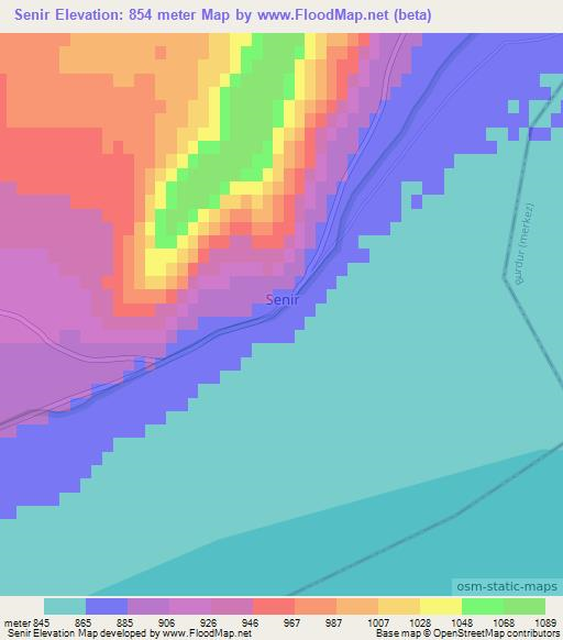 Senir,Turkey Elevation Map