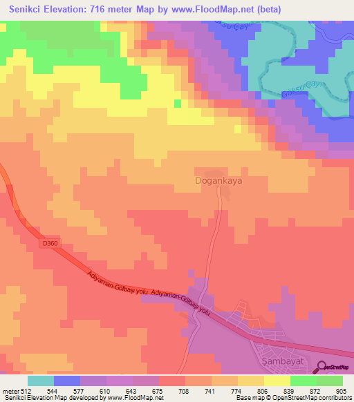 Senikci,Turkey Elevation Map