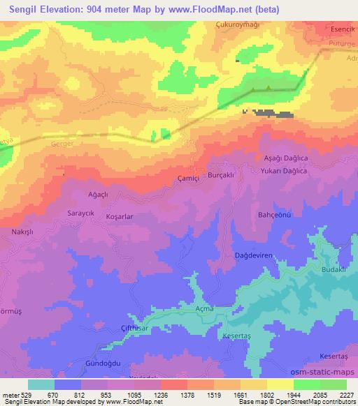 Sengil,Turkey Elevation Map