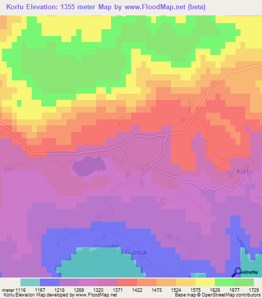 Korlu,Turkey Elevation Map