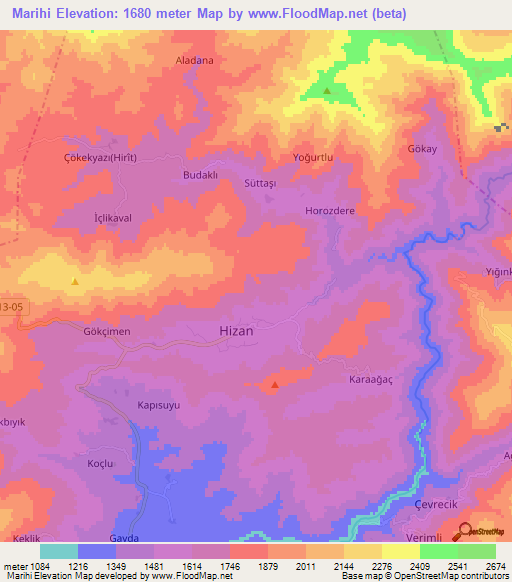 Marihi,Turkey Elevation Map