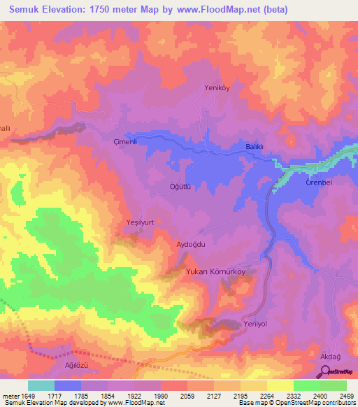 Semuk,Turkey Elevation Map