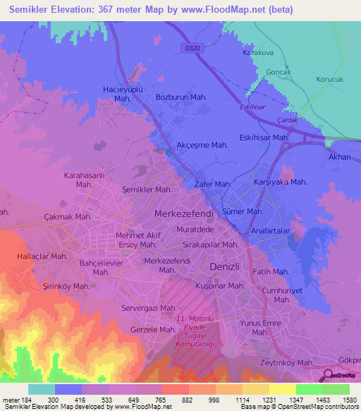 Semikler,Turkey Elevation Map