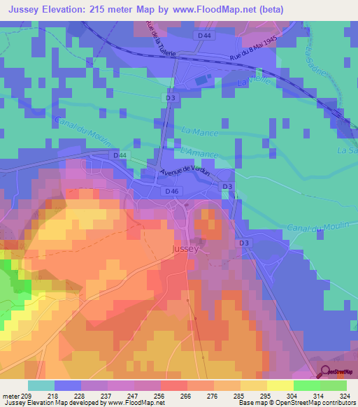 Jussey,France Elevation Map