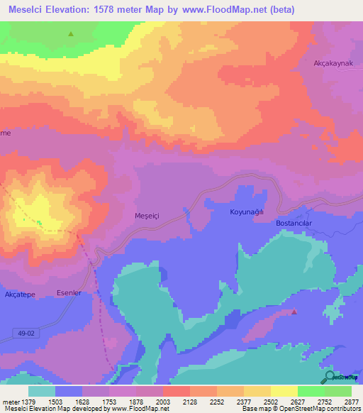 Meselci,Turkey Elevation Map