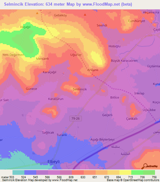 Selmincik,Turkey Elevation Map