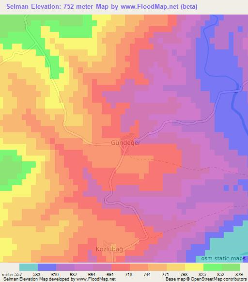 Selman,Turkey Elevation Map