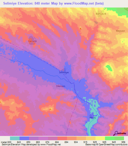 Selimiye,Turkey Elevation Map