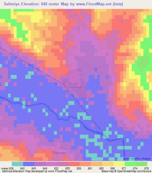 Selimiye,Turkey Elevation Map