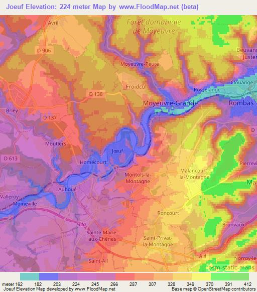 Joeuf,France Elevation Map