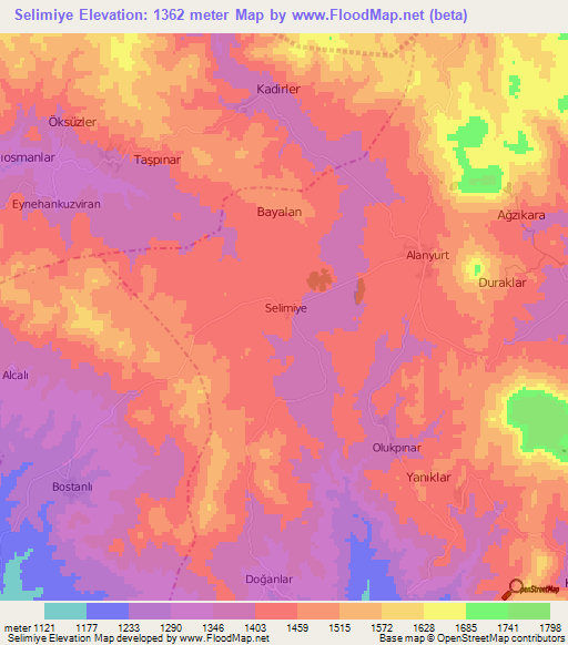 Selimiye,Turkey Elevation Map