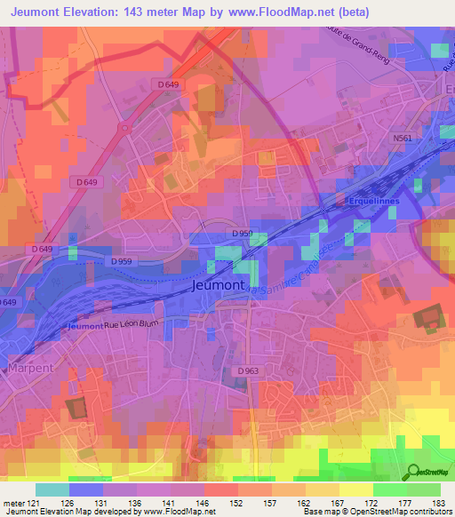 Jeumont,France Elevation Map