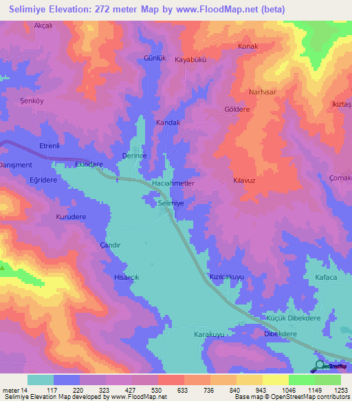 Selimiye,Turkey Elevation Map