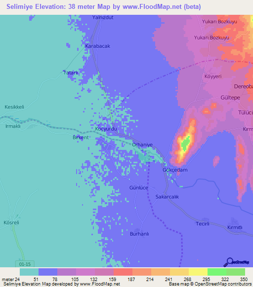 Selimiye,Turkey Elevation Map