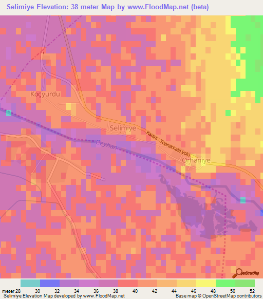 Selimiye,Turkey Elevation Map