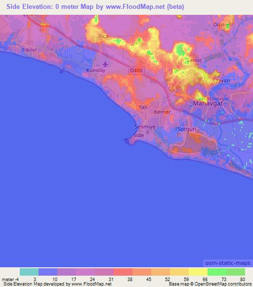 Side,Turkey Elevation Map