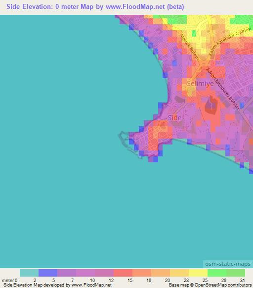 Side,Turkey Elevation Map