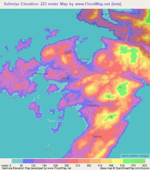 Selimiye,Turkey Elevation Map