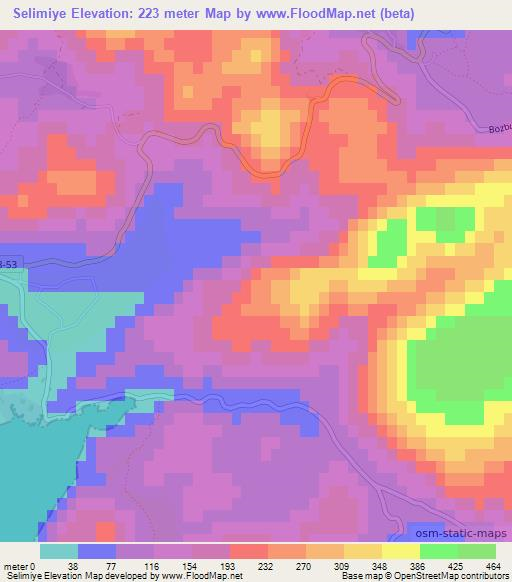 Selimiye,Turkey Elevation Map