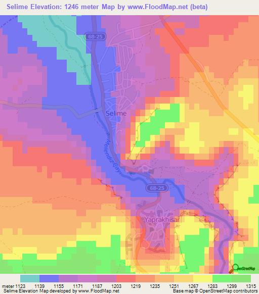 Selime,Turkey Elevation Map