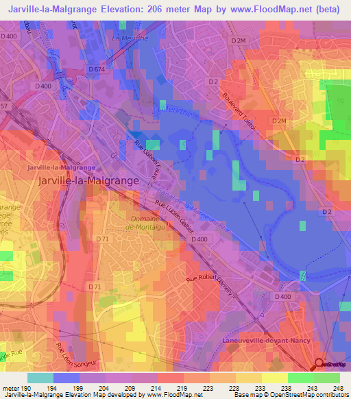 Jarville-la-Malgrange,France Elevation Map