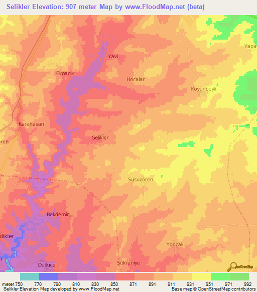 Selikler,Turkey Elevation Map