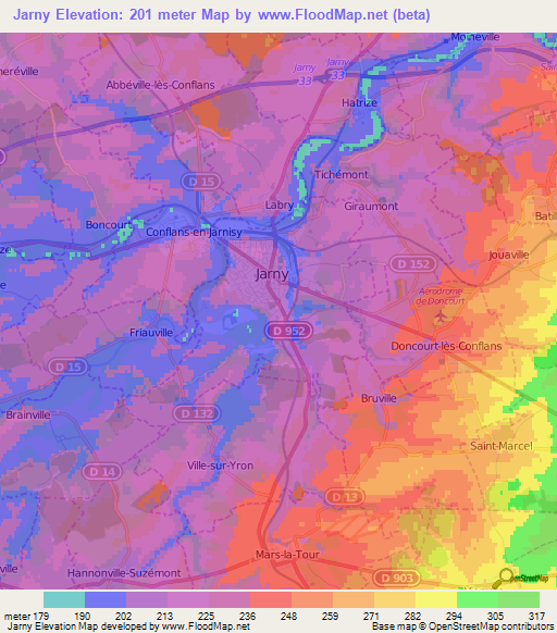 Jarny,France Elevation Map