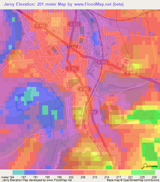 Jarny,France Elevation Map