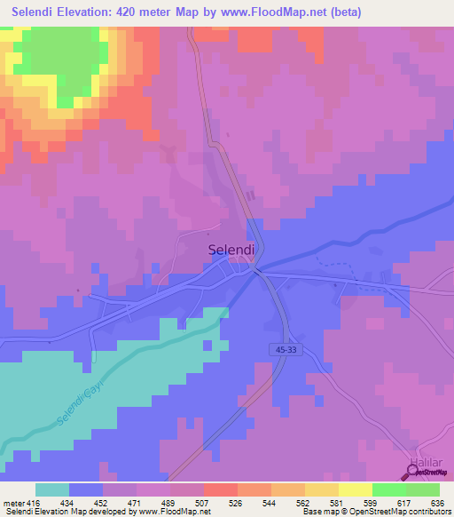 Selendi,Turkey Elevation Map