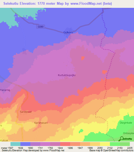 Selekutlu,Turkey Elevation Map