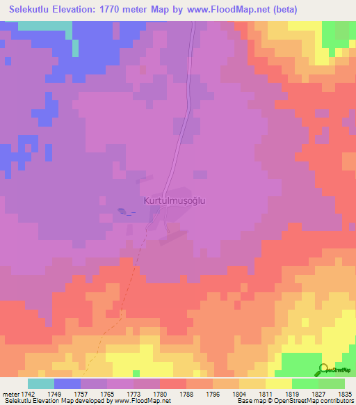 Selekutlu,Turkey Elevation Map