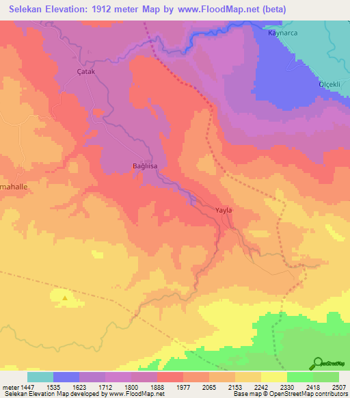 Selekan,Turkey Elevation Map