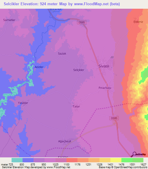 Selcikler,Turkey Elevation Map