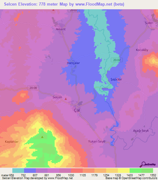 Selcen,Turkey Elevation Map