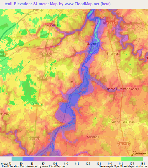 Iteuil,France Elevation Map