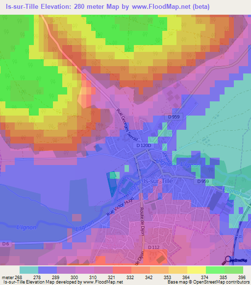 Is-sur-Tille,France Elevation Map