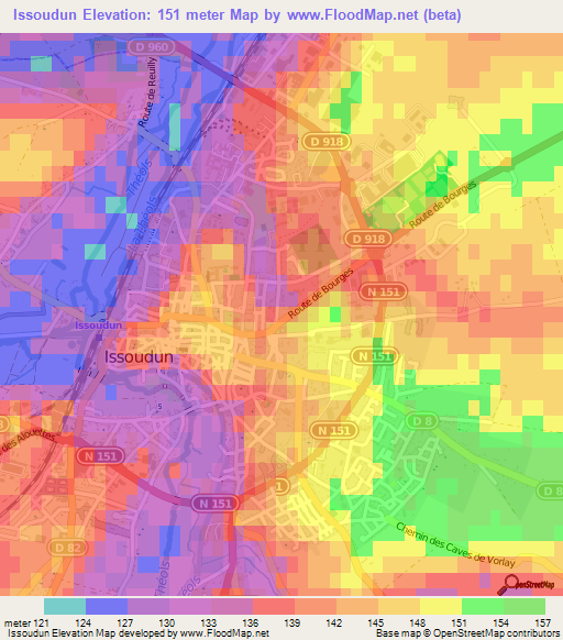 Issoudun,France Elevation Map