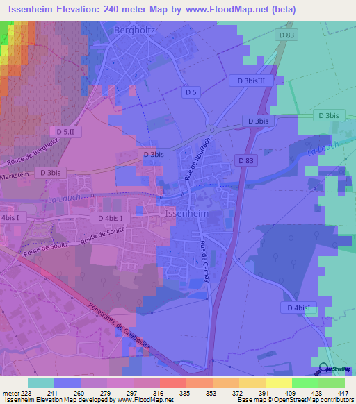 Issenheim,France Elevation Map