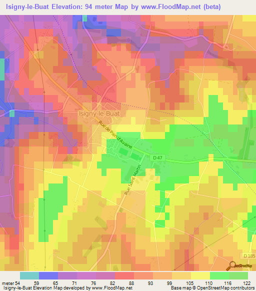 Isigny-le-Buat,France Elevation Map