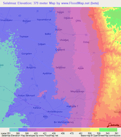 Selalmaz,Turkey Elevation Map