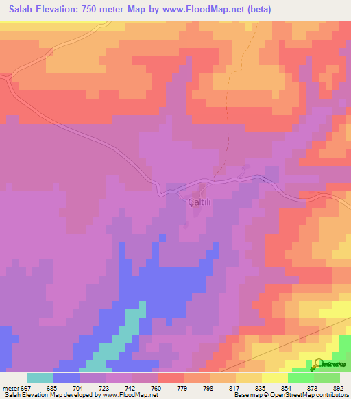 Salah,Turkey Elevation Map