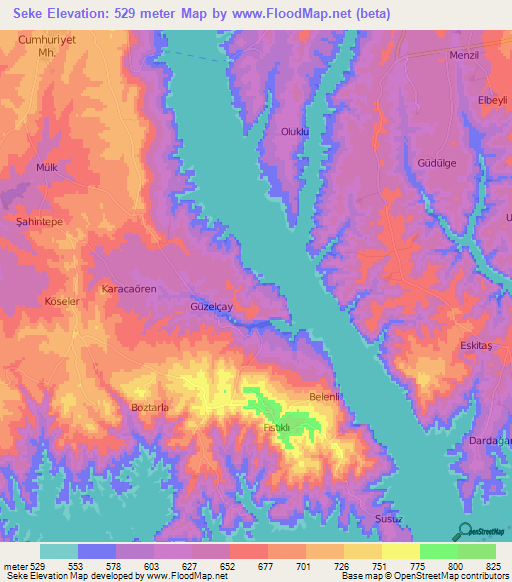 Seke,Turkey Elevation Map