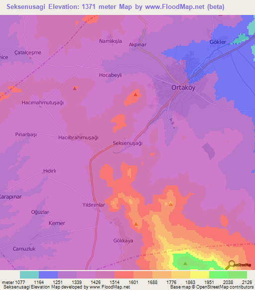 Seksenusagi,Turkey Elevation Map