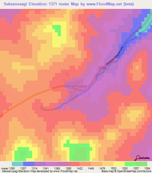 Seksenusagi,Turkey Elevation Map