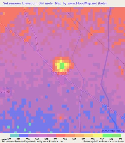 Seksenoren,Turkey Elevation Map