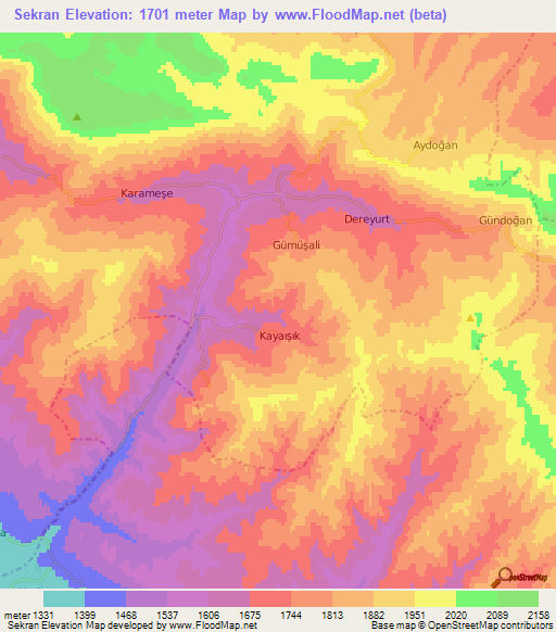 Sekran,Turkey Elevation Map