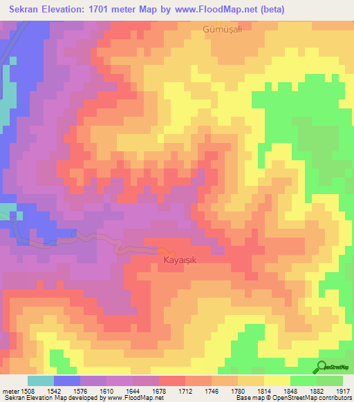 Sekran,Turkey Elevation Map