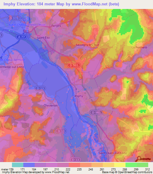 Imphy,France Elevation Map